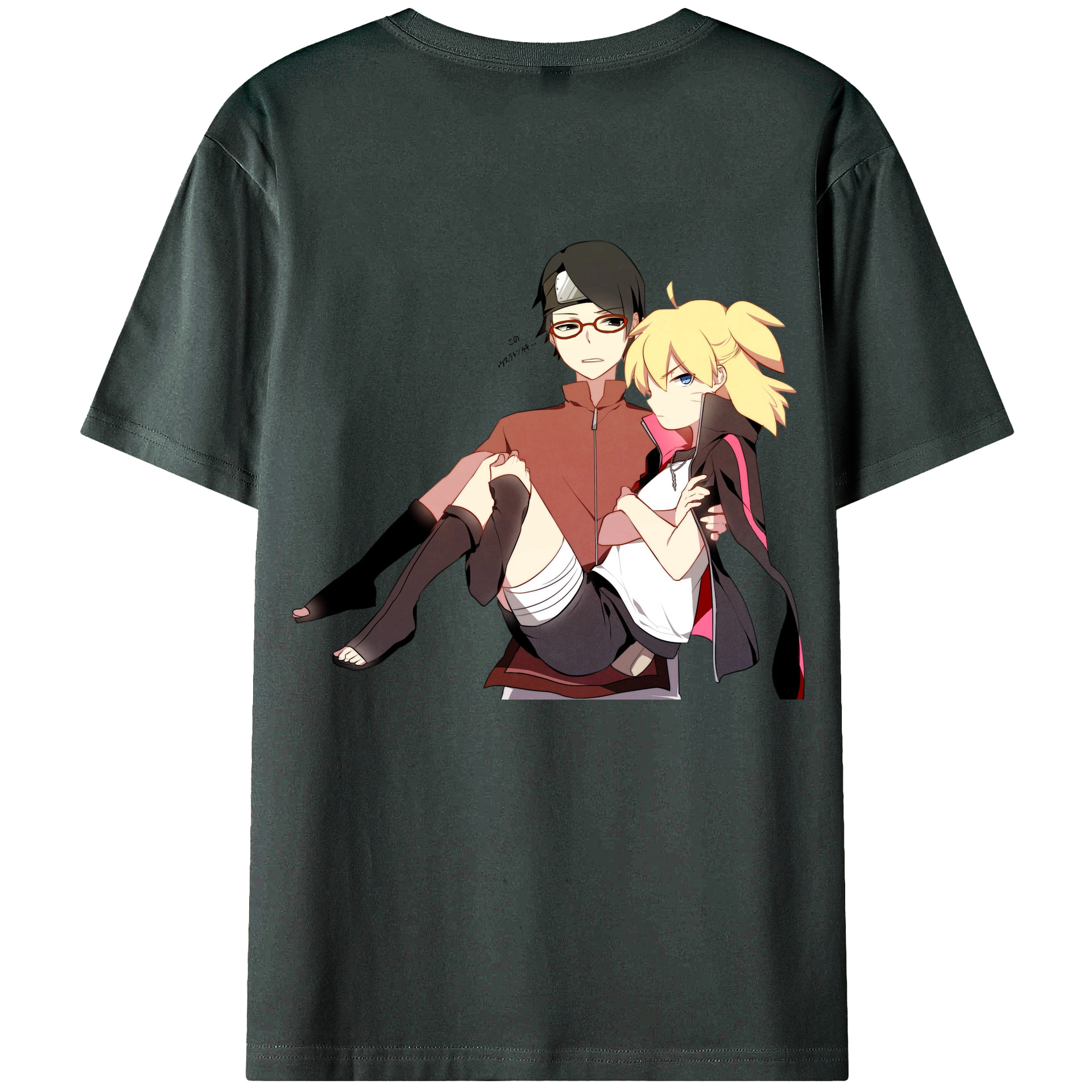 （画像用） NARUTO -ナルト- うちは サラダ Uchiha Sarada 綿100％ メンズ半袖Tシャツ（バックプリント） 通気性